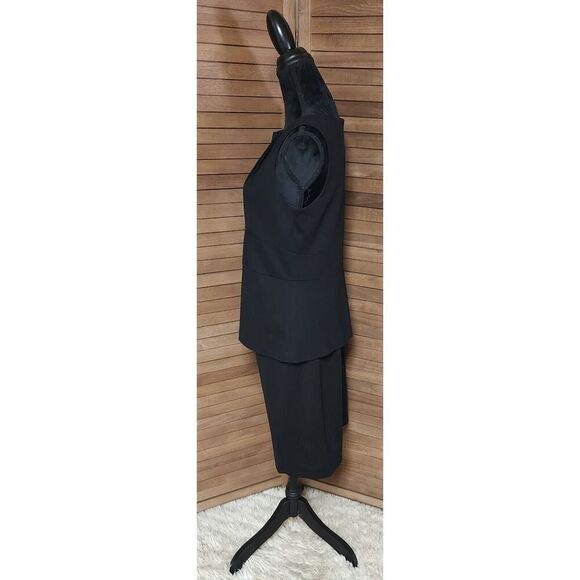 Cabi Black Size 10 Sleeveless Sheath Solid Classic Peplum Wiggle Skirt & Top Set - Picture 4 of 7